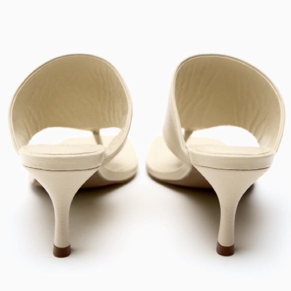 Zara Wide Strap With Toe Post Heeled Leather Sandals Sz:7.5 NWT - Picture 10 of 14